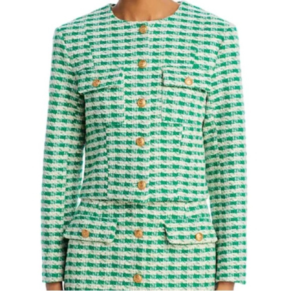 AQUA Five Button Green and White Tweed Jacket ONLY